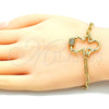 Oro Laminado Fancy Bracelet, Gold Filled Style Little Girl Design, with White Micro Pave, Polished, Golden Finish, 03.341.0074.07 (04 MM Thickness, 7 Inches Length)