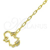 Oro Laminado Fancy Bracelet, Gold Filled Style Little Girl Design, with White Micro Pave, Polished, Golden Finish, 03.341.0074.07 (04 MM Thickness, 7 Inches Length)