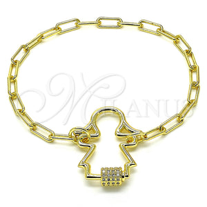 Gold Filled Bracelet — Fancy Bracelet Little Girl Design with White Micro — main product view — SKU 133611 | Oro Laminado brazalete — elegante Bracelet Little Girl diseño with blanco Micro — SKU 133611