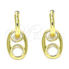 Oro Laminado Huggie Hoop, Gold Filled Style Puff Mariner Design, Polished, Golden Finish, 02.341.0050.12