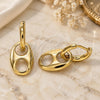 Oro Laminado Huggie Hoop, Gold Filled Style Puff Mariner Design, Polished, Golden Finish, 02.341.0050.12
