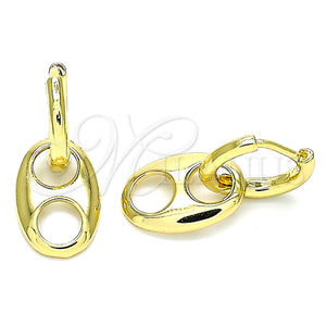 Gold Filled Hoop Earrings — Huggie Hoop Puff Mariner Design Polished 02. — main product view — SKU 133614 | Oro Laminado aretes de aro — Huggie Hoop Puff Mariner diseño pulido 02. — SKU 133614