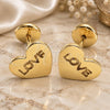 Oro Laminado Stud Earring, Gold Filled Style Heart and Love Design, Polished, Golden Finish, 02.09.0191