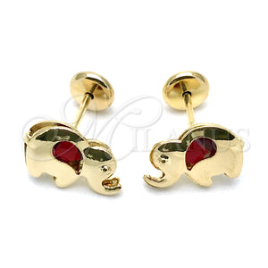 Gold Filled Ring — Stud Earring Elephant Design with Garnet Cubic Zirconia — main product view — SKU 133628 | Oro Laminado anillo — Stud Earring Elephant diseño with Garnet Cubic Zirconia — SKU 133628