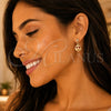 Oro Laminado Stud Earring, Gold Filled Style Heart Design, with Garnet Cubic Zirconia, Polished, Golden Finish, 02.09.0203