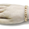 Oro Laminado Basic Bracelet, Gold Filled Style Figaro Design, Polished, Golden Finish, 03.213.0095.08 (09 MM Thickness, 8 Inches Length)