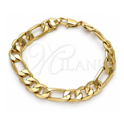 Oro Laminado Basic Bracelet, Gold Filled Style Figaro Design, Polished, Golden Finish, 03.213.0095.08 (09 MM Thickness, 8 Inches Length)
