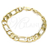 Oro Laminado Basic Bracelet, Gold Filled Style Figaro Design, Polished, Golden Finish, 03.213.0095.08 (09 MM Thickness, 8 Inches Length)