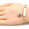 Oro Laminado ID Bracelet, Gold Filled Style Nameplate and Owl Design, with White and Black Micro Pave, Polished, Golden Finish, 03.63.2173.06 (05 MM Thickness, 6 Inches Length)