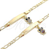 Oro Laminado ID Bracelet, Gold Filled Style Nameplate and Owl Design, with White and Black Micro Pave, Polished, Golden Finish, 03.63.2173.06 (05 MM Thickness, 6 Inches Length)