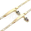 Oro Laminado ID Bracelet, Gold Filled Style Nameplate and Owl Design, with White and Black Micro Pave, Polished, Golden Finish, 03.63.2173.06 (05 MM Thickness, 6 Inches Length)