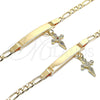 Oro Laminado ID Bracelet, Gold Filled Style Nameplate and Cross Design, with Multicolor Micro Pave, Polished, Golden Finish, 03.63.2176.1.06 (05 MM Thickness, 6 Inches Length)