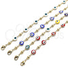 Oro Laminado Fancy Anklet, Gold Filled Style Evil Eye Design, White Enamel Finish, Golden Finish, 03.213.0018.1.10 (08 MM Thickness, 10 Inches Length)