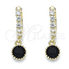 Oro Laminado Huggie Hoop, Gold Filled Style with Black and White Cubic Zirconia, Polished, Golden Finish, 02.213.0044.6