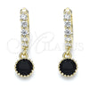 Oro Laminado Huggie Hoop, Gold Filled Style with Black and White Cubic Zirconia, Polished, Golden Finish, 02.213.0044.6