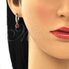 Oro Laminado Huggie Hoop, Gold Filled Style with Garnet and White Cubic Zirconia, Polished, Golden Finish, 02.213.0044.7