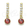 Oro Laminado Huggie Hoop, Gold Filled Style with Garnet and White Cubic Zirconia, Polished, Golden Finish, 02.213.0044.7