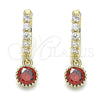 Oro Laminado Huggie Hoop, Gold Filled Style with Garnet and White Cubic Zirconia, Polished, Golden Finish, 02.213.0044.7