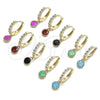 Oro Laminado Huggie Hoop, Gold Filled Style with Garnet and White Cubic Zirconia, Polished, Golden Finish, 02.213.0044.7