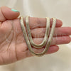 Oro Laminado Necklace and Bracelet, Gold Filled Style Rat Tail Design, Polished, Golden Finish, 06.213.0007