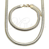 Oro Laminado Necklace and Bracelet, Gold Filled Style Rat Tail Design, Polished, Golden Finish, 06.213.0007