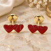 Oro Laminado Stud Earring, Gold Filled Style Heart Design, Polished, Golden Finish, 02.09.0208