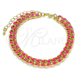 Gold Filled Bracelet — Basic Bracelet Miami Cuban Design Dark Pink Enamel — main product view — SKU 133669 | Oro Laminado brazalete — básico Bracelet Miami Cuban diseño Dark Pink Enamel — SKU 133669