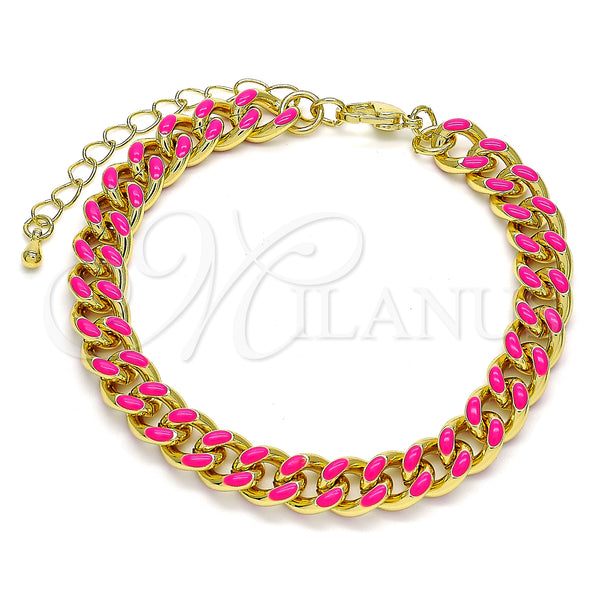 Gold Filled Bracelet — Basic Bracelet Miami Cuban Design Dark Pink Enamel — main product view — SKU 133669 | Oro Laminado brazalete — básico Bracelet Miami Cuban diseño Dark Pink Enamel — SKU 133669