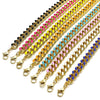 Oro Laminado Basic Bracelet, Gold Filled Style Miami Cuban Design, Dark Pink Enamel Finish, Golden Finish, 03.341.0075.6.07 (08 MM Thickness, 7 Inches Length)