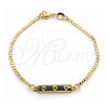 Oro Laminado ID Bracelet, Gold Filled Style Heart and Mariner Design, Polished, Golden Finish, 03.32.0256.06