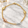 Oro Laminado Fancy Bracelet, Gold Filled Style Elephant and Rolo Design, Polished, Tricolor, 03.32.0259.07