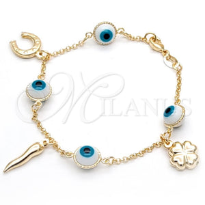 Gold Filled Bracelet — Charm Bracelet Four-leaf Clover and Rolo Design Polished — main product view — SKU 133706 | Oro Laminado brazalete — Charm Bracelet Four-leaf Clover and Rolo diseño pulido — SKU 133706