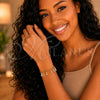 Oro Laminado Charm Bracelet, Gold Filled Style Hand and Figaro Concave Design, Polished, Tricolor, 03.32.0269.07