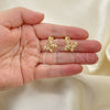 Oro Laminado Stud Earring, Gold Filled Style Butterfly Design, with Ivory Pearl, Polished, Golden Finish, 02.379.0003
