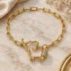 Oro Laminado Fancy Bracelet, Gold Filled Style Elephant Design, with White Micro Pave, Polished, Golden Finish, 03.341.0078.07 (04 MM Thickness, 7 Inches Length)