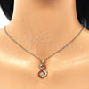 Oro Laminado Pendant Necklace, Gold Filled Style Dolphin Design, with Garnet and White Cubic Zirconia, Polished, Golden Finish, 04.346.0019.1.20 (01 MM Thickness, 20 Inches Length)