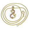 Oro Laminado Pendant Necklace, Gold Filled Style Dolphin Design, with Garnet and White Cubic Zirconia, Polished, Golden Finish, 04.346.0019.1.20 (01 MM Thickness, 20 Inches Length)