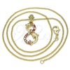 Oro Laminado Pendant Necklace, Gold Filled Style Dolphin Design, with Garnet and White Cubic Zirconia, Polished, Golden Finish, 04.346.0019.1.20 (01 MM Thickness, 20 Inches Length)