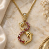 Oro Laminado Pendant Necklace, Gold Filled Style Dolphin Design, with Garnet and White Cubic Zirconia, Polished, Golden Finish, 04.346.0019.1.20 (01 MM Thickness, 20 Inches Length)