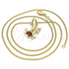 Oro Laminado Pendant Necklace, Gold Filled Style Dolphin Design, with Garnet Cubic Zirconia, Polished, Golden Finish, 04.346.0020.1.20 (01 MM Thickness, 20 Inches Length)