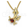 Oro Laminado Pendant Necklace, Gold Filled Style Dolphin Design, with Garnet Cubic Zirconia, Polished, Golden Finish, 04.346.0020.1.20 (01 MM Thickness, 20 Inches Length)