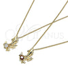 Oro Laminado Pendant Necklace, Gold Filled Style Dolphin Design, with Garnet Cubic Zirconia, Polished, Golden Finish, 04.346.0020.1.20 (01 MM Thickness, 20 Inches Length)