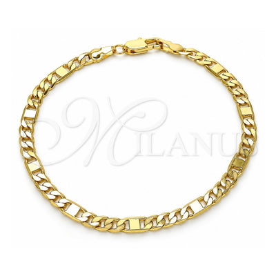 Oro Laminado Basic Bracelet, Gold Filled Style Figaro Design, Polished, Golden Finish, 04.319.0004.08 (04 MM Thickness, 8 Inches Length)