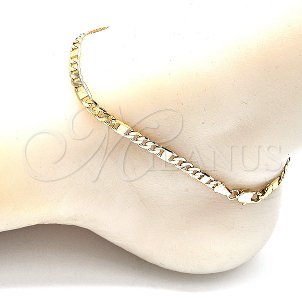 Gold Filled Anklet — Basic Anklet Figaro Design Polished 04. 04 MM — alternate product view — SKU 133722 | Oro Laminado tobillera — básico Anklet Figaro diseño pulido 04. 04 MM — SKU 133722