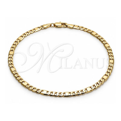 Oro Laminado Basic Anklet, Gold Filled Style Figaro Design, Polished, Golden Finish, 04.319.0004.10 (04 MM Thickness, 10 Inches Length)