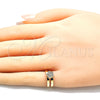 Oro Laminado Baby Ring, Gold Filled Style Flower Design, with White Micro Pave, Polished, Golden Finish, 01.233.0012 (One size fits all)