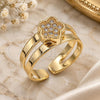 Oro Laminado Baby Ring, Gold Filled Style Flower Design, with White Micro Pave, Polished, Golden Finish, 01.233.0012 (One size fits all)