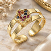Oro Laminado Baby Ring, Gold Filled Style Flower Design, with Multicolor Micro Pave, Polished, Golden Finish, 01.233.0012.2 (One size fits all)