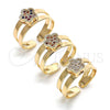 Oro Laminado Baby Ring, Gold Filled Style Flower Design, with Multicolor Micro Pave, Polished, Golden Finish, 01.233.0012.2 (One size fits all)