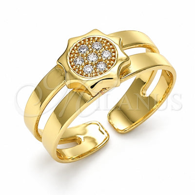Oro Laminado Baby Ring, Gold Filled Style with White Micro Pave, Polished, Golden Finish, 01.233.0013 (One size fits all)